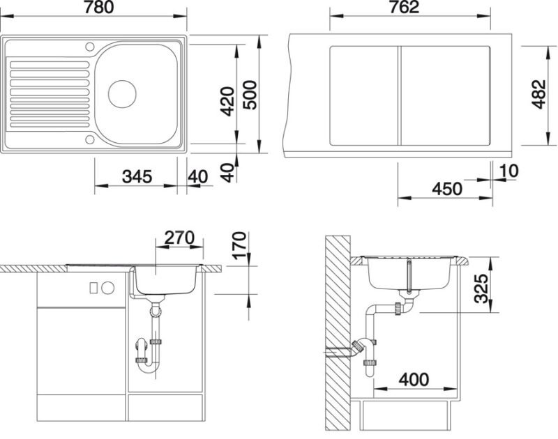 Plautuvė BLANCOTIPO 45S Compact, 780×500, nerūdijantis plienas, matinė internetu