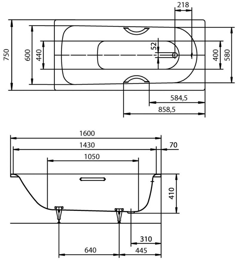 Plieninė vonia Kaldewei Saniform Plus 160×75 cm su EasyClean, mod. 372-1 internetu