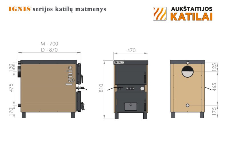 Kieto kuro katilas-viryklė, AKT Ignis D, 15 kW