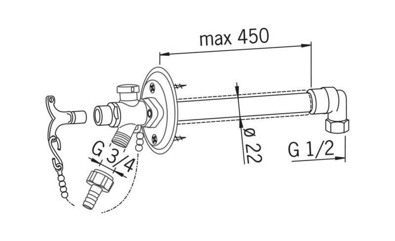 Neužšąlantis lauko čiaupas DN15, L 250-450 mm internetu