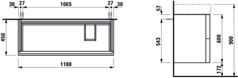Kartell by Laufen spintelė, 600x1180x450mm, su dviem stalčiais, balta internetu