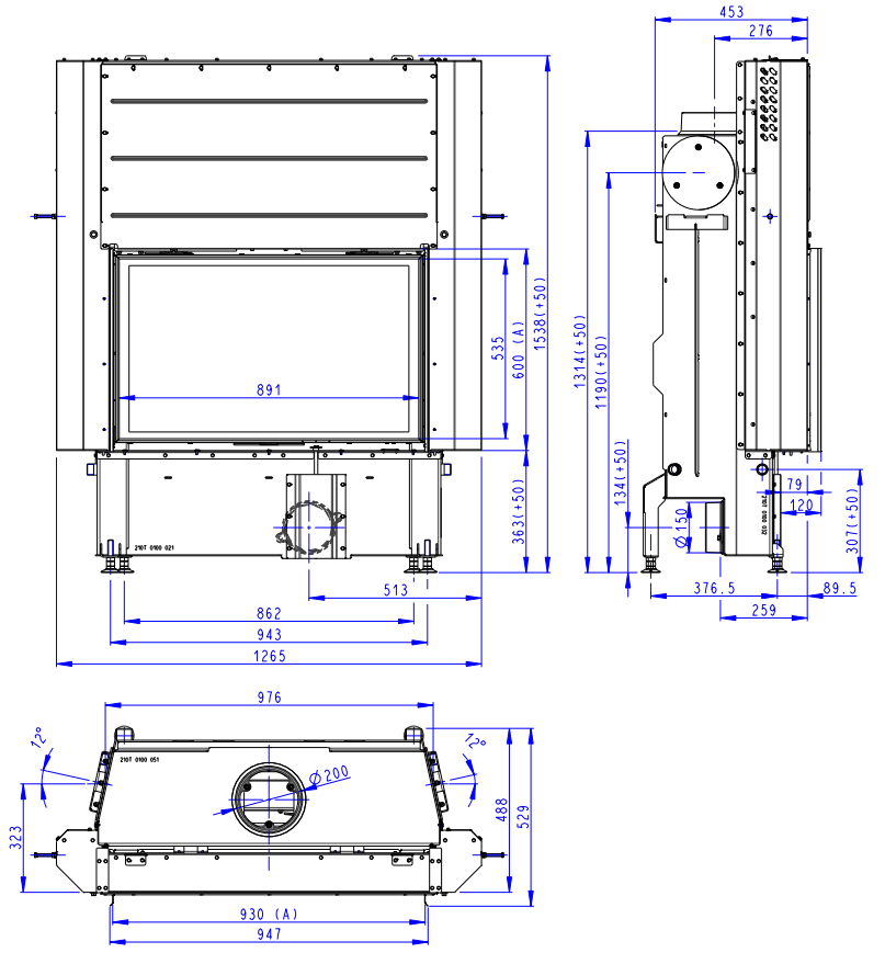 Plieninis židinio ugniakuras Romotop IMPRESSION 2G L 93.60 su pakeliamomis durimis internetu