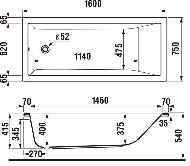 Jika Cubito vonia 160 × 75 cm, be kojelių, 201 l internetu