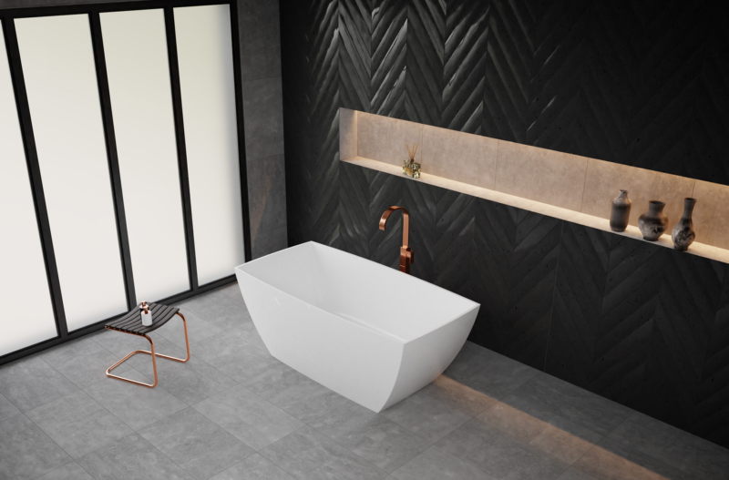 Akmens masės vonia Vayer Gemini 1462×739 h578, stačiakampė, balta