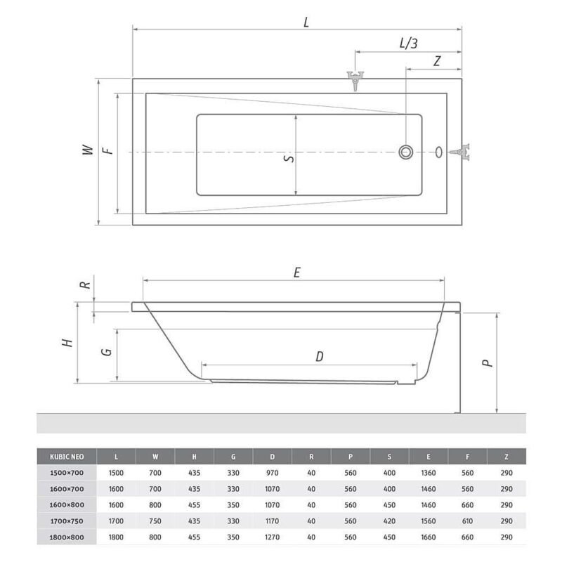 Roth Kubic Neo stačiakampė akrilinė vonia 180×80 cm internetu