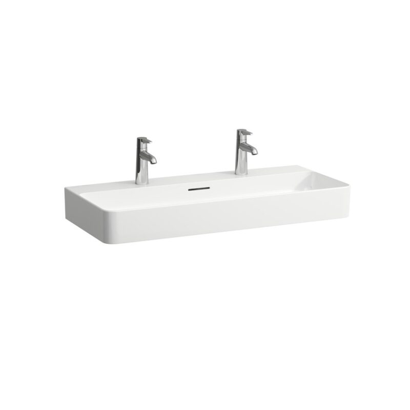 Praustuvas VAL 950×420 mm, 2 skyl. maišyt., Saphir Keramik, šlifuota apačia, baltas