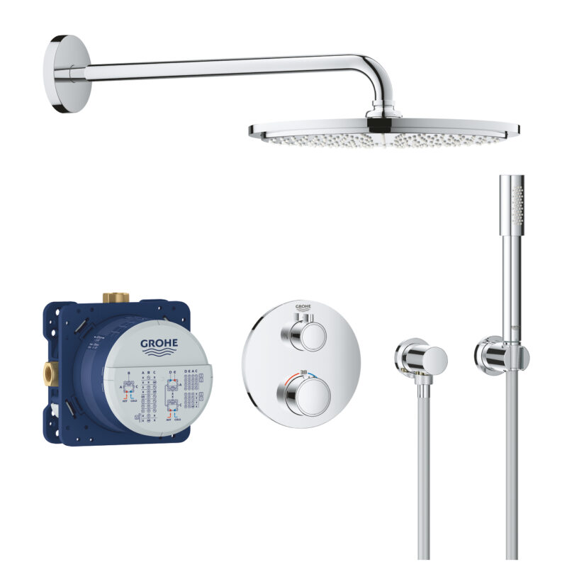 Potinkinė termostatinė dušo sistema Grohtherm, Cosmopolitan 310 centrinė galva, chromas