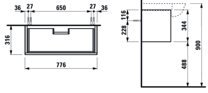 New Classic spintelė 775x315mm praustuvui, 1 stalčius, tinka baldiniam praustuvui 813855 internetu