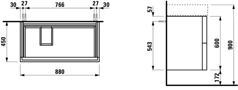 KARTELL BY LAUFEN praustuvo spintelė, 88x45x60 cm, balta matinė internetu