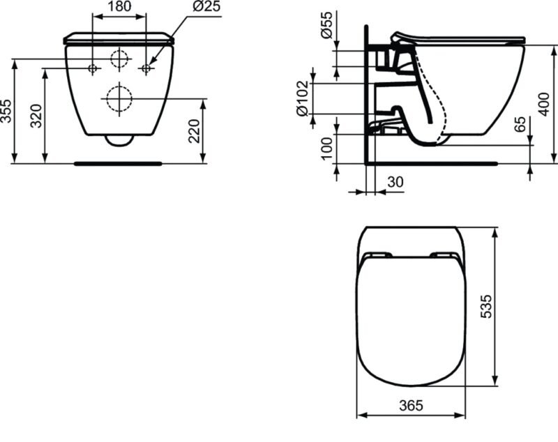 Ideal Standard TESI pakabinamas unitazas su paslėptais tvirtinimais (Aquablade), 4,5/3 L, matinis juodas internetu