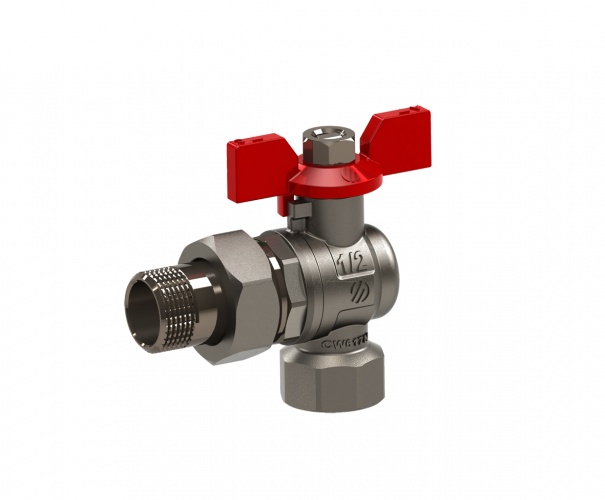 SENA kampinis ventilis su išard. jungtimi 1″ x 1″ v/i trumpa rankena