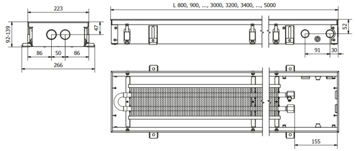 Įleidžiamas grindinis konvektorius FC 170x22x9