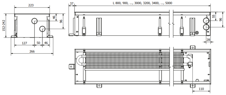 Įleidžiamas grindinis konvektorius FC 440x22x15