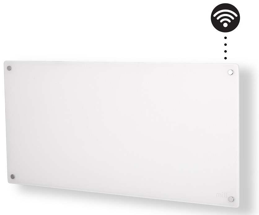 Stiklinis panelinis šildytuvas Mill Glass su WIFI, 900W, baltas (GL900WIFI3MP)