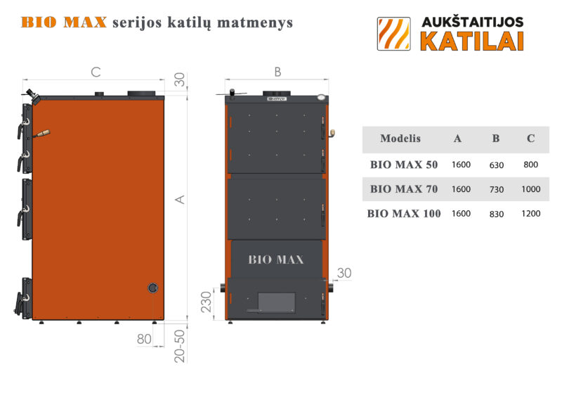 Kieto kuro katilas BIO MAX, 70 kW