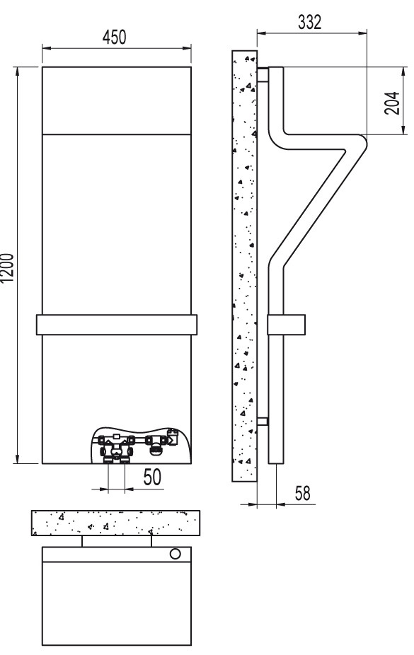 Radiatorius Irsap Tratto, 1200×450 mm, su LED apšvietimu, baltas