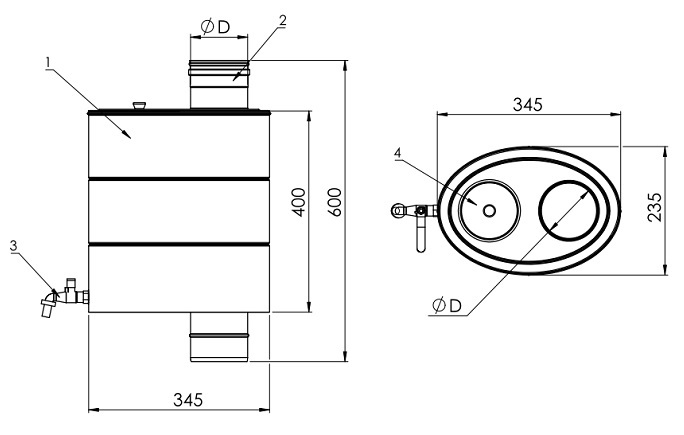 Talpa NP vandens pašildymui d.130(virš.+/apač.-) (980 3 0002 0130 032)