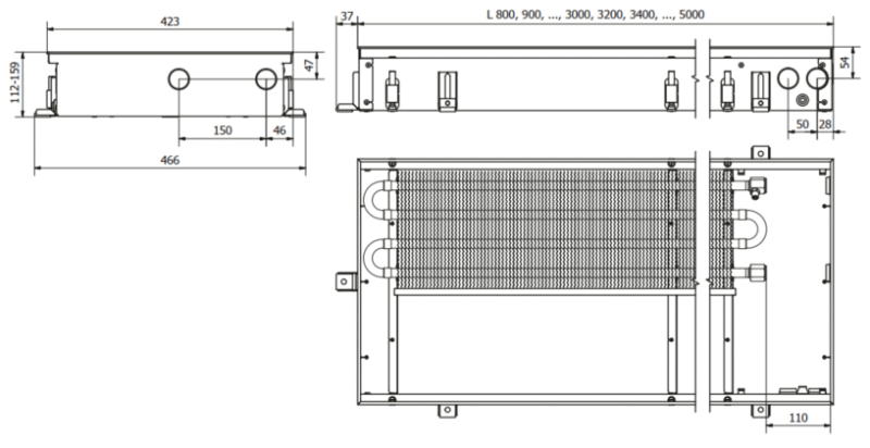 Įleidžiamas grindinis konvektorius FC 150x42x11