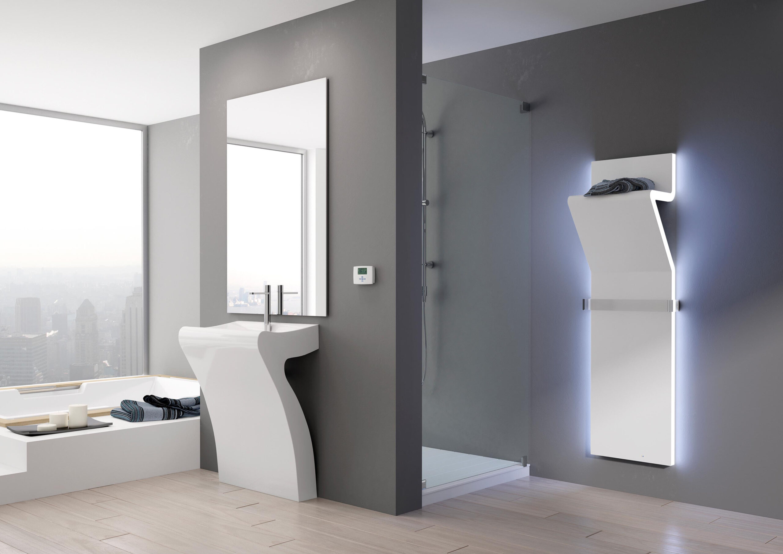 Radiatorius Irsap Tratto, 1200×450 mm, su LED apšvietimu, baltas