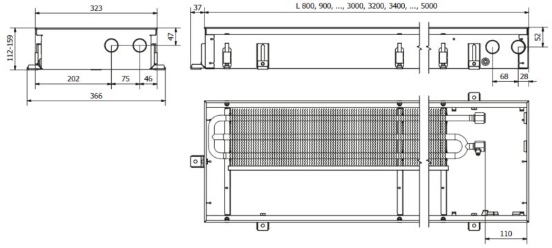 Įleidžiamas grindinis konvektorius FC 110x32x11