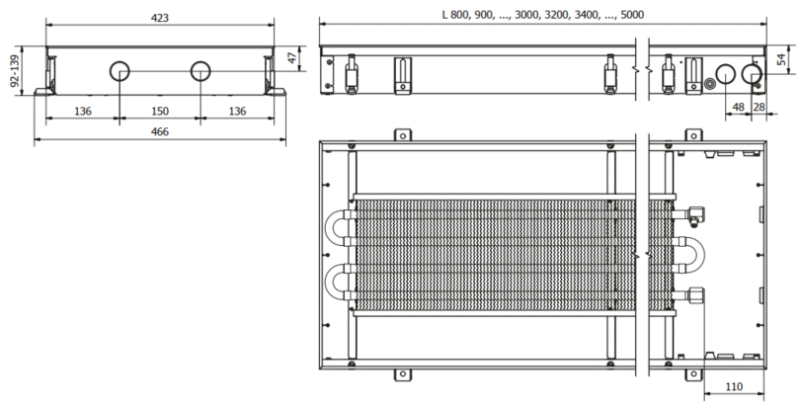 Įleidžiamas grindinis konvektorius FC 150x42x9