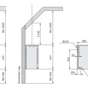 Krosnelė Contura C810W:3 STYLE, juoda, montuojama ant sienos, su muilo akmens plokšte (058318, 203150)