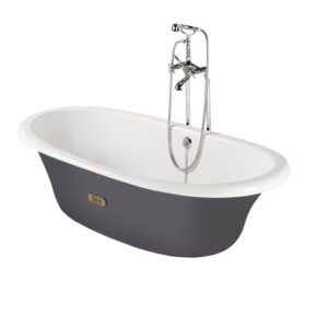NEWCAST emaliuota ketaus vonia 170x85 cm, pilka, antislip, tūris 222 l