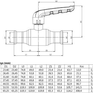 Plieninis pres. rutulinis ventilis KAN-therm - 28