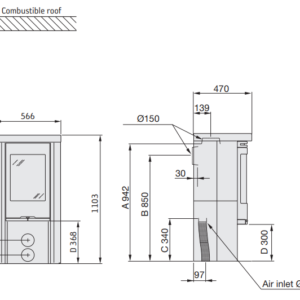 Plieninė krosnelė CONTURA  C520T pilka sp.(798990, 803455)