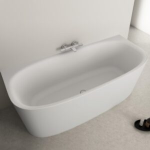 Ideal Standard Dea Duo prie sienos statina akrilinė vonia 180x80 cm  su Click-Clack nuotekų vožtuvu, vidus ir išorė mati