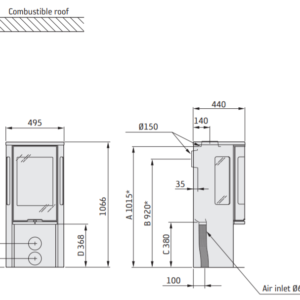 Krosnelė CONTURA 556:3 G Style juoda sp. su muilo akmens viršum (komplektas: 998018,803351)