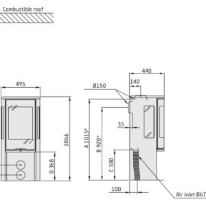 Krosnelė C556:3 Style, juoda su muilo akmens viršumi ( 998010,  803351)