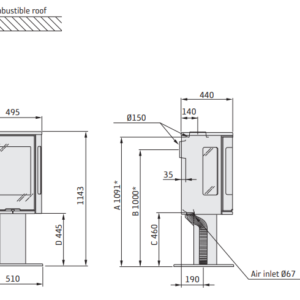 Krosnelė C586:2 Style, juoda su stikliniu viršumi (998067, 998552, 803325)