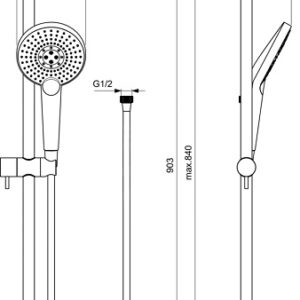 Ideal Standard Idealrain EvoJET Round 3 funkcijų dušo stovas, dušo žarna, chromas