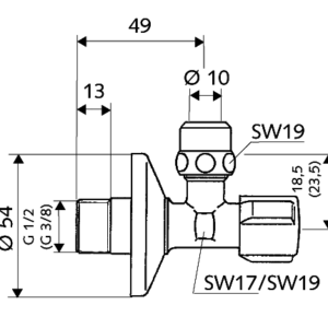 SCHELL ventilis  kamp.vamzdelio pajung.1/2"x10