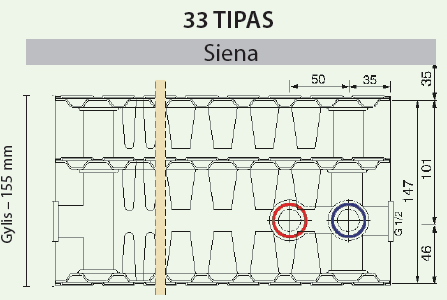Plieninis radiatorius GALANT UNI 33UNI-35-1800, universalus prijungimas