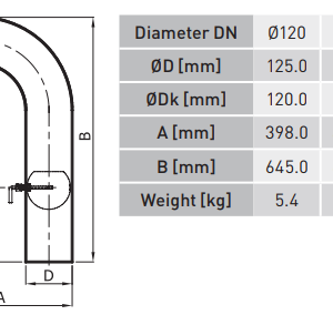 Aukšta alkūnė su sklende KGS150/90-CZ2/W