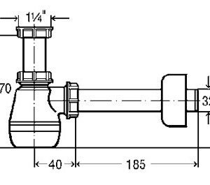 Bide sifonas butelinis, be ventilio 1 1/4 x 32