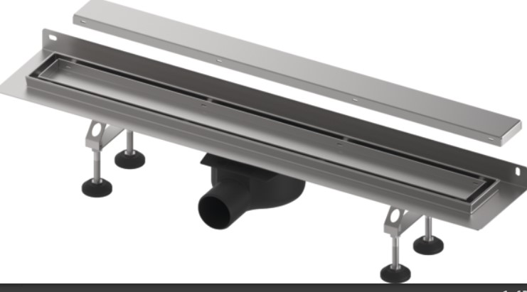 TECElinus dušo latako komplektas su dvipusėmis grotelėmis steel/plate , su užlenktu flanšu 700mm