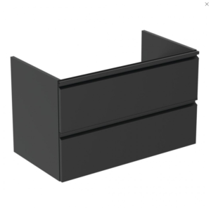 Ideal Standard Tesi pakabinama vonios spintelė 80 cm (800 x 440 x 490), du stalčiai, soft close uždarymas,juoda matinė