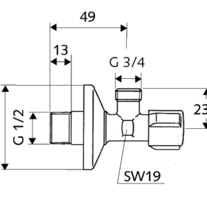 SCHELL ventilis skalbimo mašinai 1/2"x3/4"
