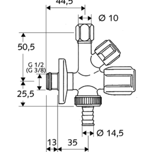 COMFORT SCHELL vent. kombinuotas1/2"x3/8"x3/4"