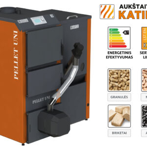 Granulinis katilas PELLET UNI 20 kW  su rotac. 20 kW degikliu, sraigtu, 320 l met. bunkeriu